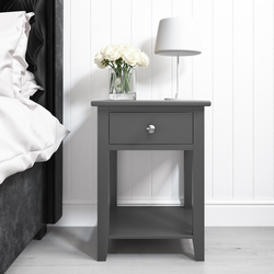 Bild von Harper Grey Solid Wood 1 Drawer Bedside Table