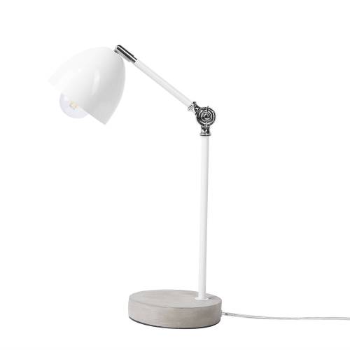 Bild von Beliani Table Lamp White Colour Metal Concrete Base Swing Arm Adjustable Shade