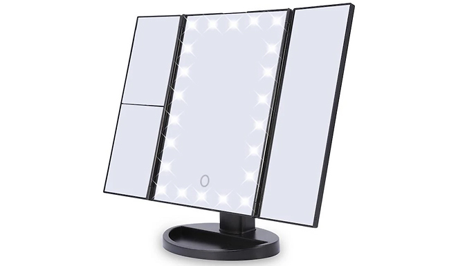 Bild von Triple Fold Make-Up Mirror with LED Lights – 2 Colours