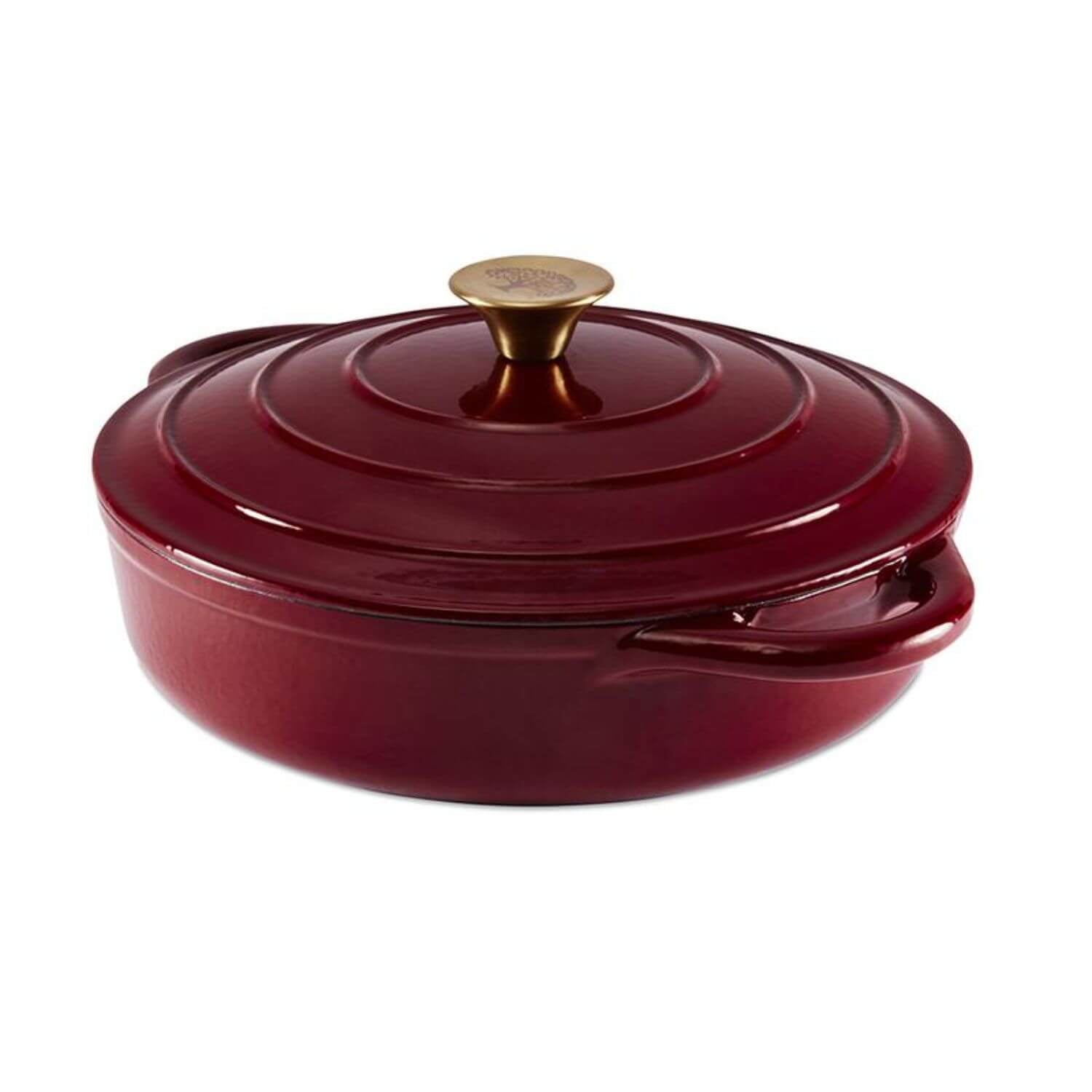 Bild von Barbary & Oak Foundry Cast Iron 28cm Round Shallow Casserole Dish – Red
